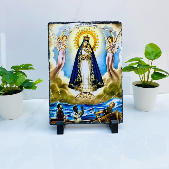 Our Lady of Charity a photo plaque, Natural Stone Frame - Picture 3 of 8